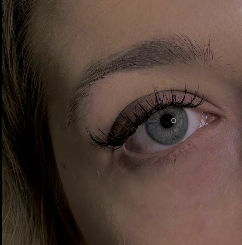 Wispy lash extensions, close up